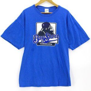 Vintage XLarge Clothing Brand Men's Blue Bay Stars Yokohama Graphic Shirt Sz XL